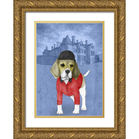 Beagle with Beaulieu Palace Gold Ornate Wood Framed Art Print with Double Matting by Barruf