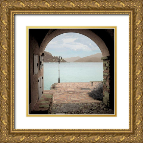 Lakeside Portal Promenade Gold Ornate Wood Framed Art Print with Double Matting by Blaustein, Alan