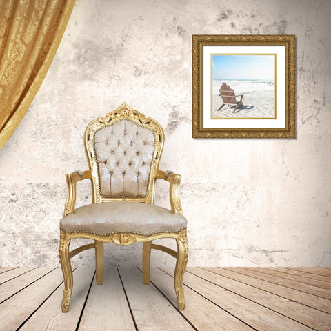 Beach Chair Gold Ornate Wood Framed Art Print with Double Matting by Bay, Noah