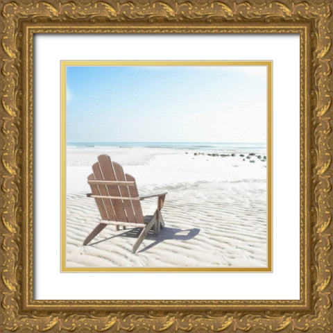 Beach Chair Gold Ornate Wood Framed Art Print with Double Matting by Bay, Noah