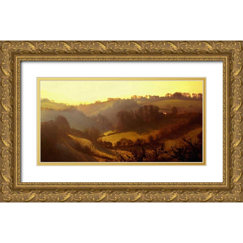 Misty Valley Gold Ornate Wood Framed Art Print with Double Matting by Bay, Noah