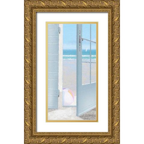 Beach Ball Gold Ornate Wood Framed Art Print with Double Matting by Bay, Noah