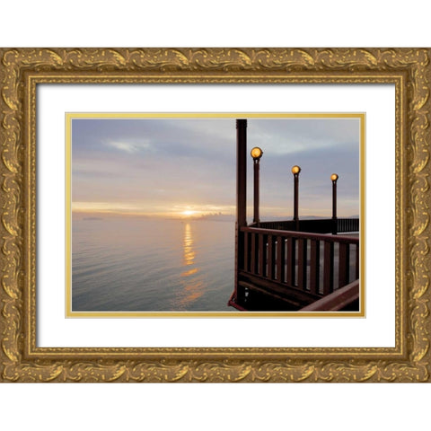Art Deco Lamposts #3 Gold Ornate Wood Framed Art Print with Double Matting by Blaustein, Alan
