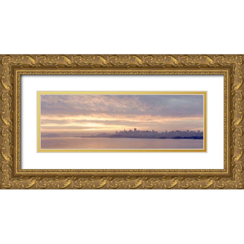 City Sunrise on the Bay Gold Ornate Wood Framed Art Print with Double Matting by Blaustein, Alan