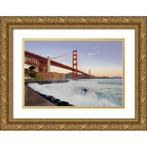 Golden Gate Bridge at Dawn Gold Ornate Wood Framed Art Print with Double Matting by Blaustein, Alan