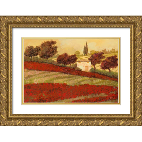 Papaveri Toscana I Gold Ornate Wood Framed Art Print with Double Matting by Borelli, Guido