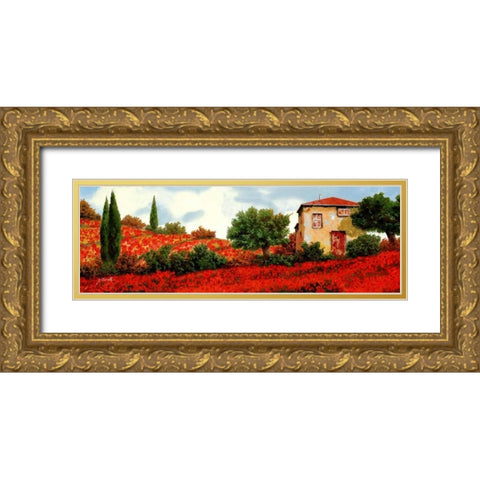 I Papaveri Sulle Colline Gold Ornate Wood Framed Art Print with Double Matting by Borelli, Guido