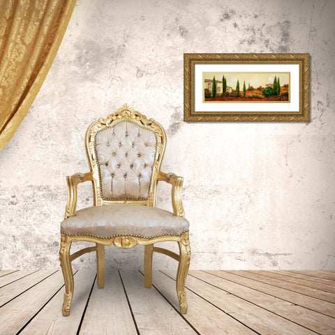 Tre Case Tra I Papaveri Gold Ornate Wood Framed Art Print with Double Matting by Borelli, Guido