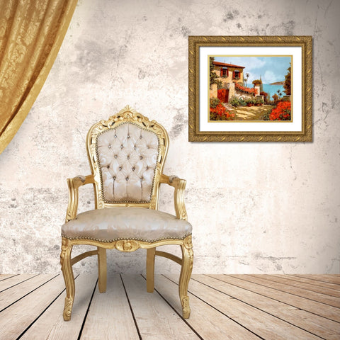 Il Giardino Rosso Gold Ornate Wood Framed Art Print with Double Matting by Borelli, Guido
