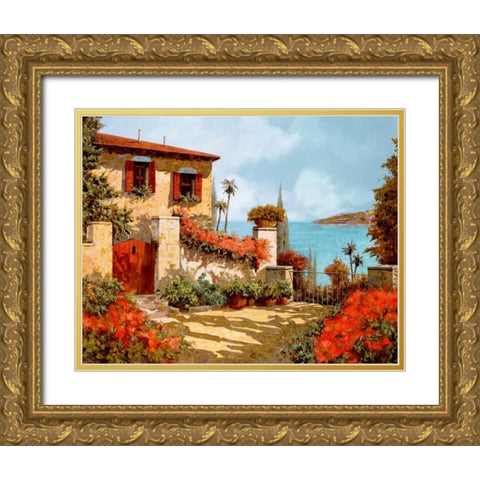Il Giardino Rosso Gold Ornate Wood Framed Art Print with Double Matting by Borelli, Guido