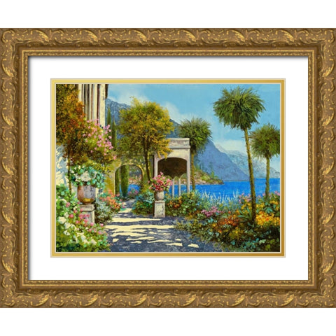 Passeggiata al Lago Gold Ornate Wood Framed Art Print with Double Matting by Borelli, Guido