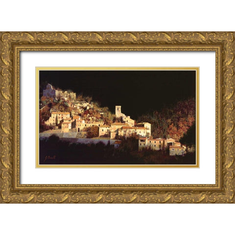 Paesaggio Scuro Gold Ornate Wood Framed Art Print with Double Matting by Borelli, Guido