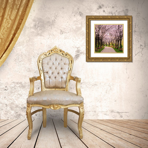 Cherry Blossom Trail Gold Ornate Wood Framed Art Print with Double Matting by Burdick, Chuck