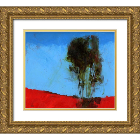 Cyan and Red Gold Ornate Wood Framed Art Print with Double Matting by Bailey, Paul