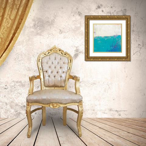 Aqua White Gold Ornate Wood Framed Art Print with Double Matting by Bishop, Don