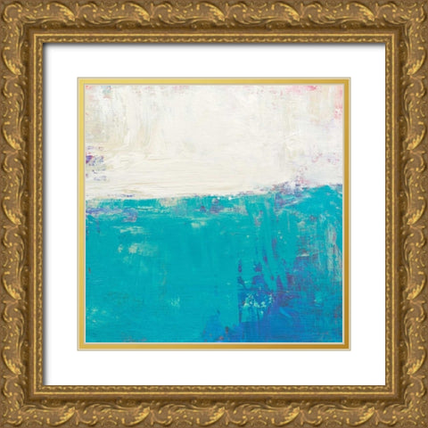 Aqua White Gold Ornate Wood Framed Art Print with Double Matting by Bishop, Don