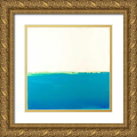 Turquoise Sea Gold Ornate Wood Framed Art Print with Double Matting by Bishop, Don