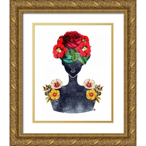 Flower Crown Silhouette III Gold Ornate Wood Framed Art Print with Double Matting by Brown, Tabitha