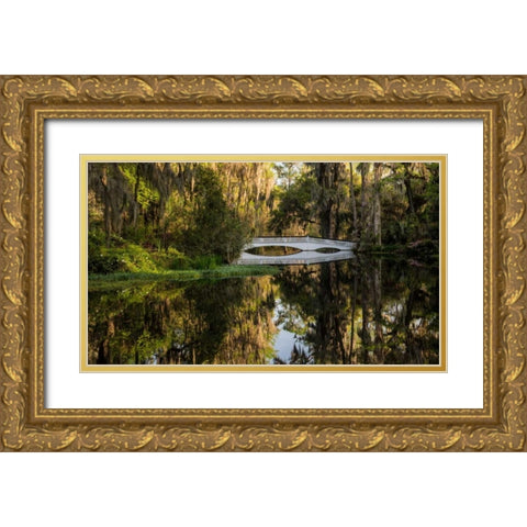 Long White Bridge Gold Ornate Wood Framed Art Print with Double Matting by Burt, Daniel