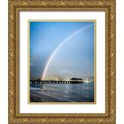 Rainbows at Hanalei II Gold Ornate Wood Framed Art Print with Double Matting by Burt, Daniel
