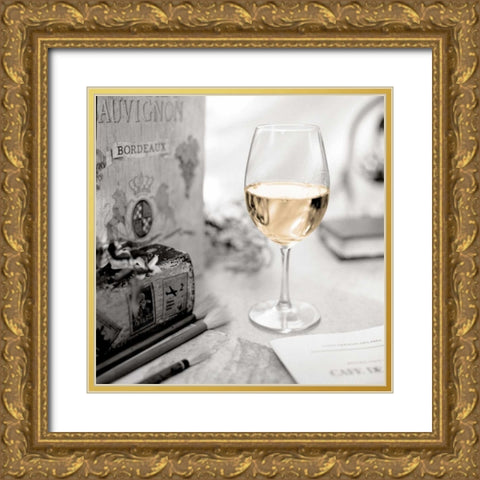 Vin Blanc Gold Ornate Wood Framed Art Print with Double Matting by Blaustein, Alan