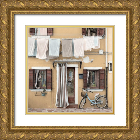 Venetian Bicicletta-1 Gold Ornate Wood Framed Art Print with Double Matting by Blaustein, Alan