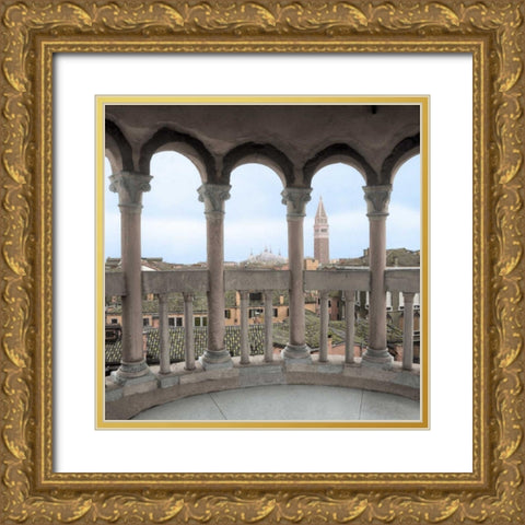 Arches with Campanile Vista Gold Ornate Wood Framed Art Print with Double Matting by Blaustein, Alan