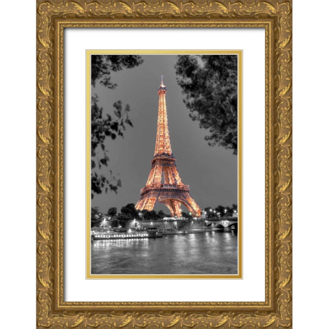 Nuit sur la Seine Gold Ornate Wood Framed Art Print with Double Matting by Blaustein, Alan