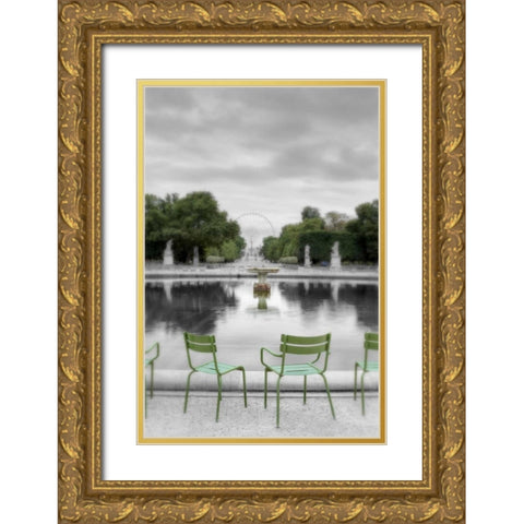 Tuileries Fountain #1 Gold Ornate Wood Framed Art Print with Double Matting by Blaustein, Alan