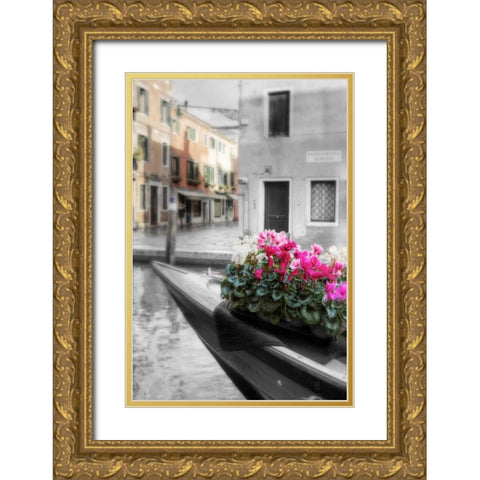 Canal Fiori #1 Gold Ornate Wood Framed Art Print with Double Matting by Blaustein, Alan