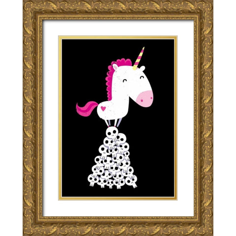 Killer Unicorn Gold Ornate Wood Framed Art Print with Double Matting by Buxton, Michael