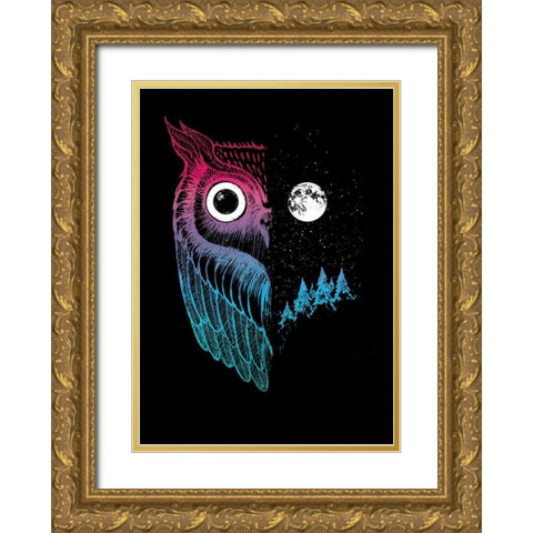Night Owl Gold Ornate Wood Framed Art Print with Double Matting by Buxton, Michael