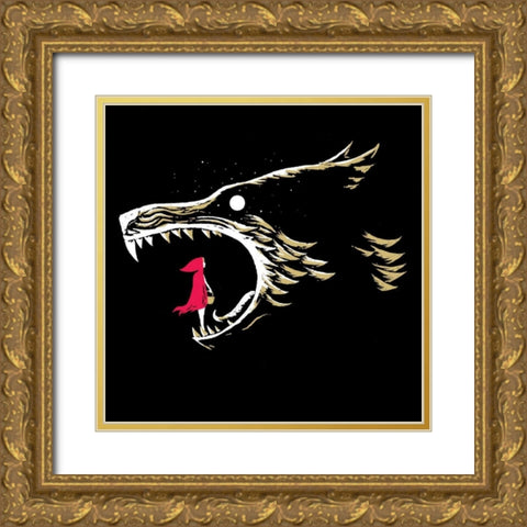 What Big Teeth You Have Gold Ornate Wood Framed Art Print with Double Matting by Buxton, Michael