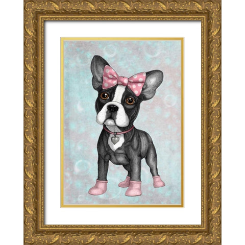 Sweet Frenchie Gold Ornate Wood Framed Art Print with Double Matting by Barruf