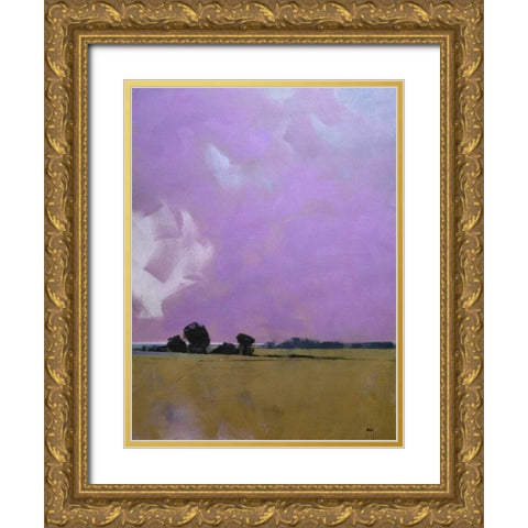 Over the Fields to the Distant Sea Gold Ornate Wood Framed Art Print with Double Matting by Bailey, Paul