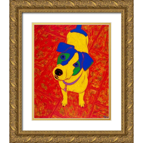 Feisty Jack Russell Gold Ornate Wood Framed Art Print with Double Matting by Bond, Angela