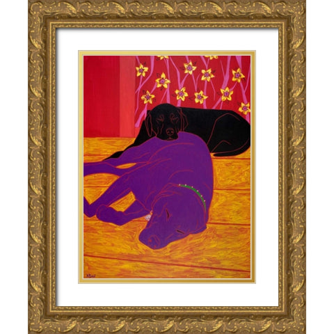 Let Sleeping Dogs Lie Gold Ornate Wood Framed Art Print with Double Matting by Bond, Angela