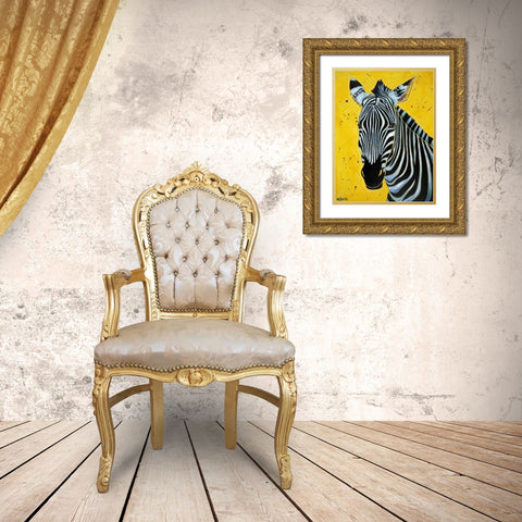 Zebra Gold Ornate Wood Framed Art Print with Double Matting by Bond, Angela