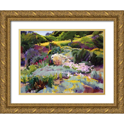 Hillside Garden Gold Ornate Wood Framed Art Print with Double Matting by Burtt, Marcia