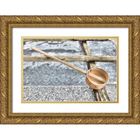 Zen Fountain Gold Ornate Wood Framed Art Print with Double Matting by Blaustein, Alan