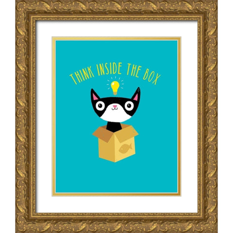 Think Outside The Box Gold Ornate Wood Framed Art Print with Double Matting by Buxton, Michael
