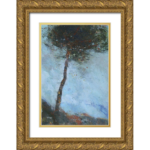 Lone Moorland Pine Gold Ornate Wood Framed Art Print with Double Matting by Bailey, Paul