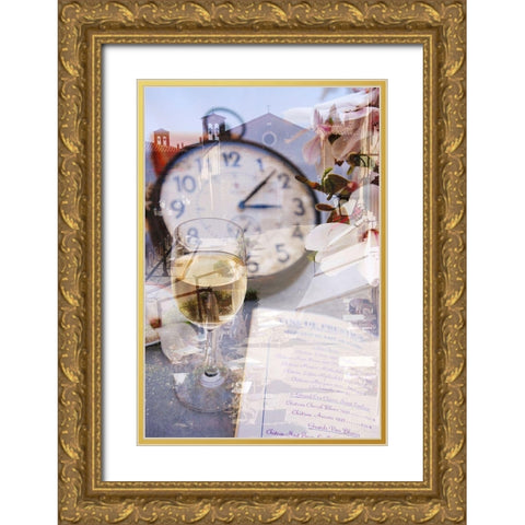 Cafe de France #1 Gold Ornate Wood Framed Art Print with Double Matting by Blaustein, Alan