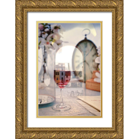 Tuscan Caffe #2 Gold Ornate Wood Framed Art Print with Double Matting by Blaustein, Alan