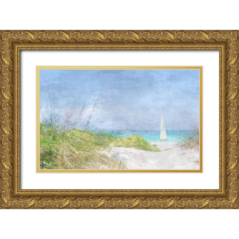 Solitary Yacht Gold Ornate Wood Framed Art Print with Double Matting by Bay, Noah