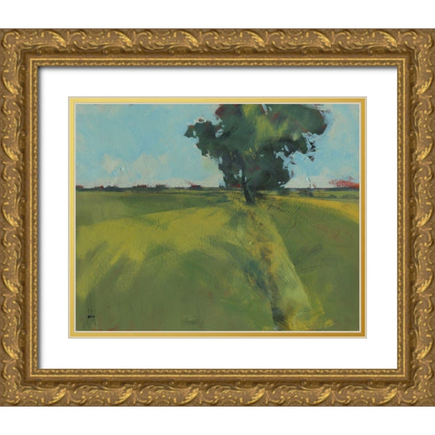 Essex Field Gold Ornate Wood Framed Art Print with Double Matting by Bailey, Paul