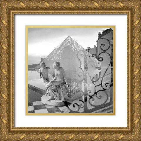 Louvre Chateau 1 Gold Ornate Wood Framed Art Print with Double Matting by Blaustein, Alan