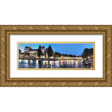 Nuit dÃƒÂ­ ete sur la Seine No. 1 Gold Ornate Wood Framed Art Print with Double Matting by Blaustein, Alan