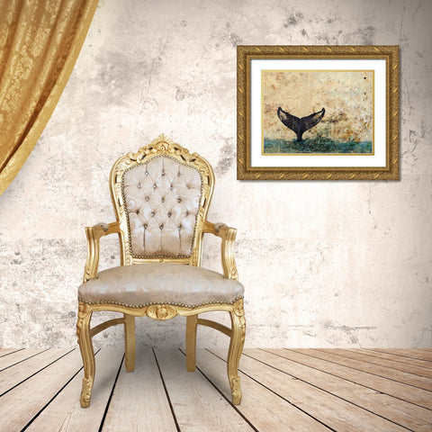Hawaiian Whale Fluke 1.0 Gold Ornate Wood Framed Art Print with Double Matting by Baran, John