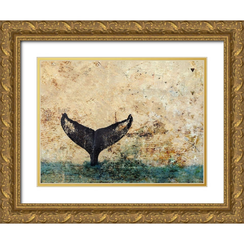 Hawaiian Whale Fluke 1.0 Gold Ornate Wood Framed Art Print with Double Matting by Baran, John